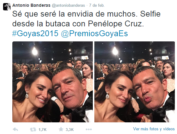 Tweet premios goya 2015 Antonio Banderas