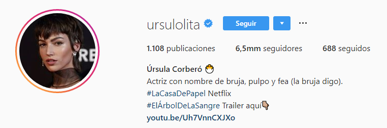 Instagram Ursula Corbero Atribus
